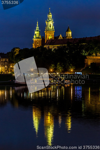 Image of Krakow at night. Wawel Castle