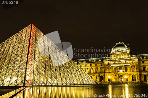 Image of The Louvre at night in Paris