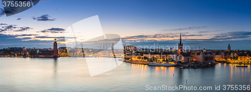 Image of Scenic summer night panorama of  Stockholm, Sweden