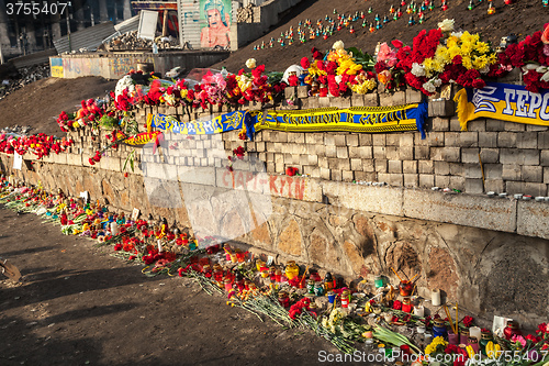 Image of Ukrainian revolution, Euromaidan after an attack by government f