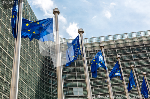 Image of European flags  in Brussels