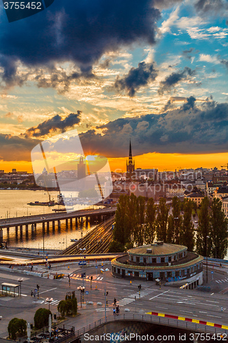 Image of Scenic summer night panorama of  Stockholm, Sweden