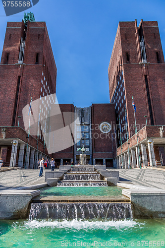 Image of City Hall and monuments in Oslo, Norway