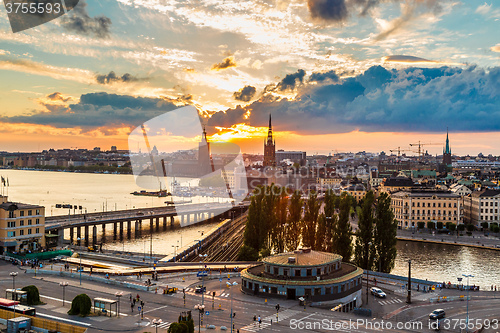 Image of Scenic summer night panorama of  Stockholm, Sweden