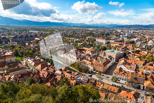 Image of Aerial view of Ljubljana in Slovenia