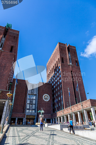 Image of City Hall and monuments in Oslo, Norway