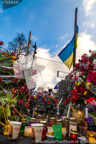 Image of Ukrainian revolution, Euromaidan after an attack by government f