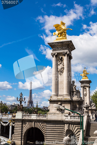 Image of Eiffel Tower and bridge Alexandre III