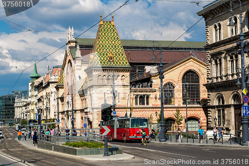 Image of Budapest - old town view. Narrow street with parked cars.