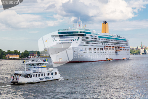 Image of The big Cruise Ship Aurora in Stockholm