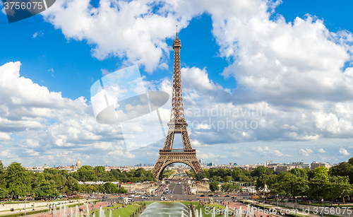 Image of Panoramic view of Eiffel Tower in Paris