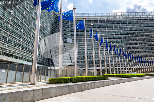 Image of European flags  in Brussels