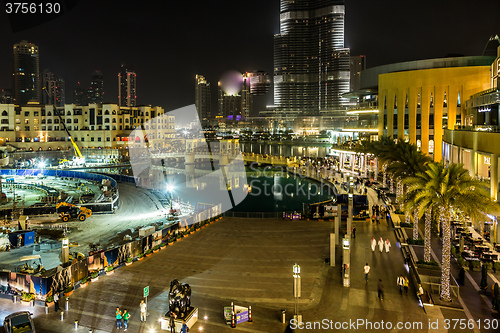 Image of View on Burj Khalifa, Dubai, UAE, at night