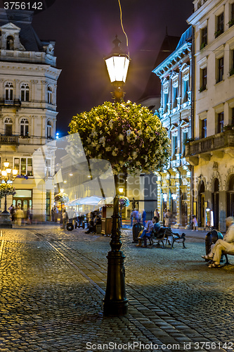 Image of Rynok Square in Lviv at night