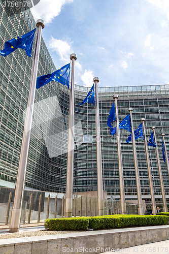 Image of European flags  in Brussels