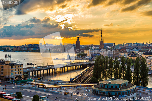 Image of Scenic summer night panorama of  Stockholm, Sweden