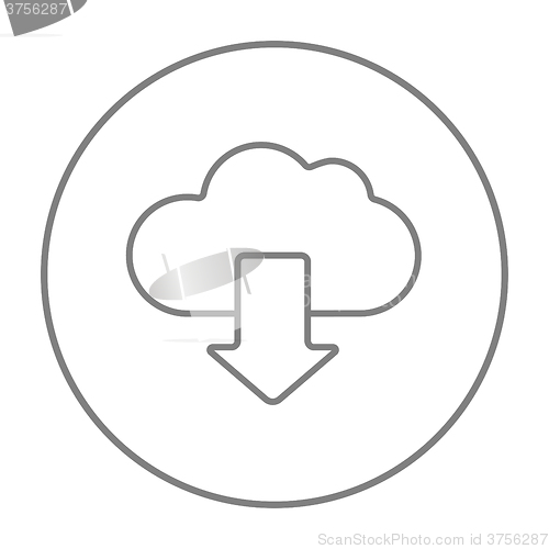 Image of Cloud with arrow down line icon.