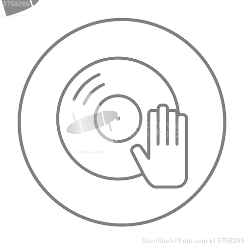 Image of Disc with dj hand line icon.