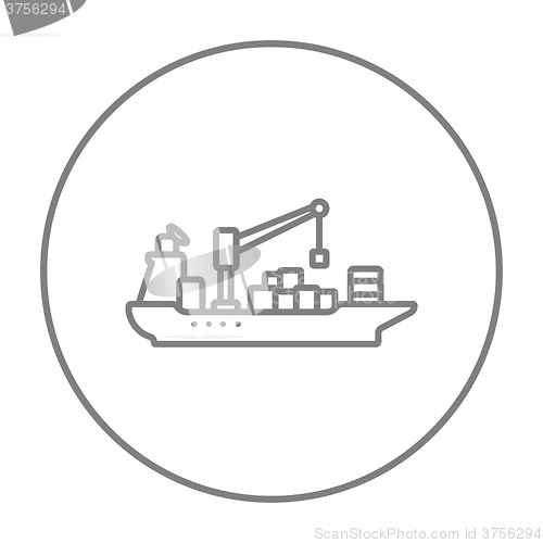 Image of Cargo container ship line icon.