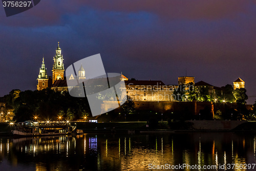 Image of Krakow at night. Wawel Castle