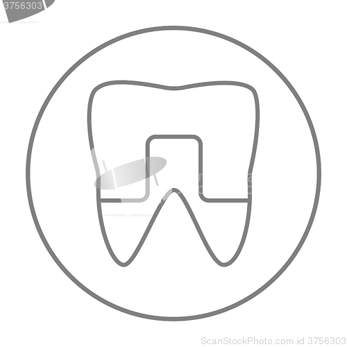 Image of Crowned tooth line icon.