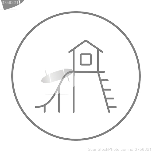Image of Playhouse with slide line icon.