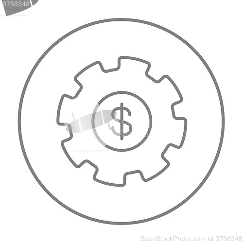 Image of Gear with dollar sign line icon.