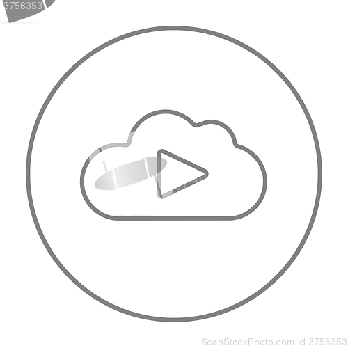 Image of Cloud with play button line icon.