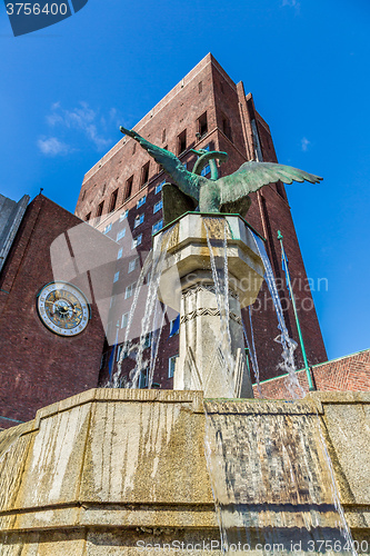 Image of City Hall and monuments in Oslo, Norway