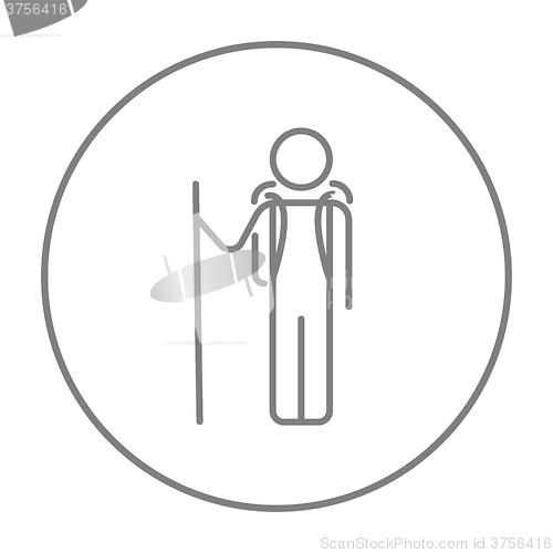 Image of Tourist backpacker line icon.