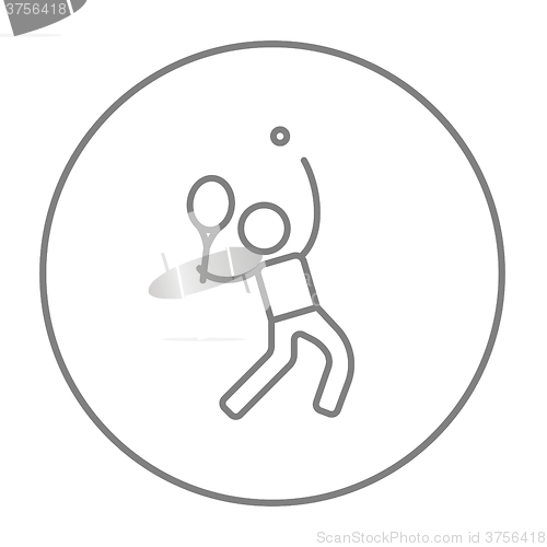 Image of Man playing big tennis line icon.