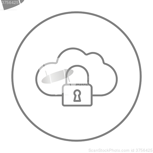 Image of Cloud computing security line icon.