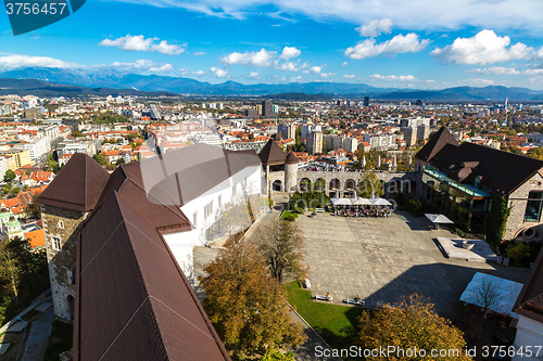 Image of Aerial view of Ljubljana in Slovenia