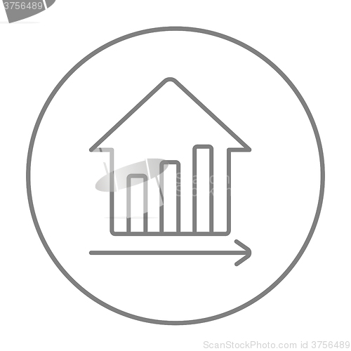 Image of Graph of real estate prices growth line icon.