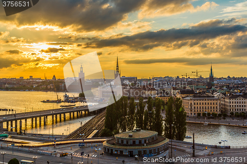 Image of Scenic summer night panorama of  Stockholm, Sweden