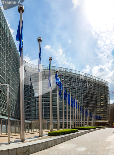 Image of European flags  in Brussels