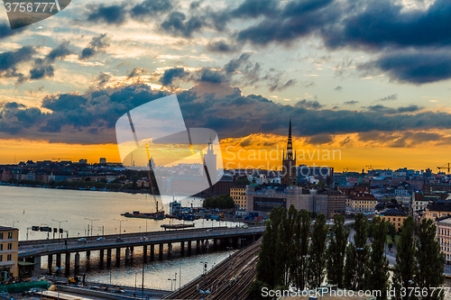 Image of Scenic summer night panorama of  Stockholm, Sweden