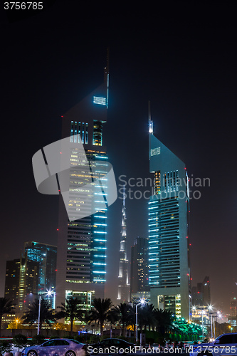 Image of Dubai Dowtown at ngiht, United Arab Emirates