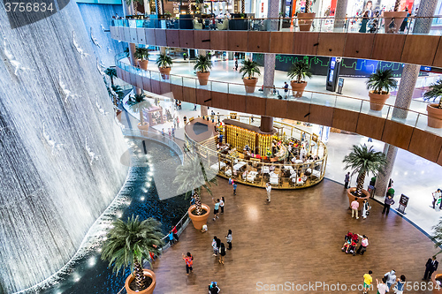 Image of Waterfall in Dubai Mall - world\'s largest shopping mall