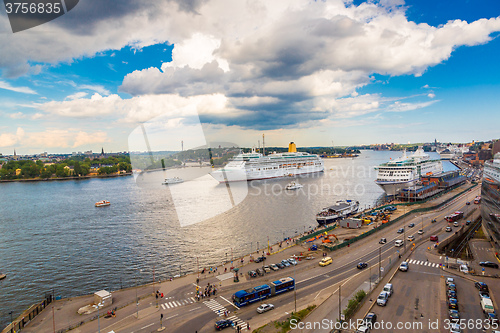 Image of The big Cruise Ship Aurora in Stockholm