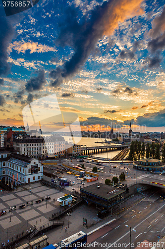 Image of Scenic summer night panorama of  Stockholm, Sweden