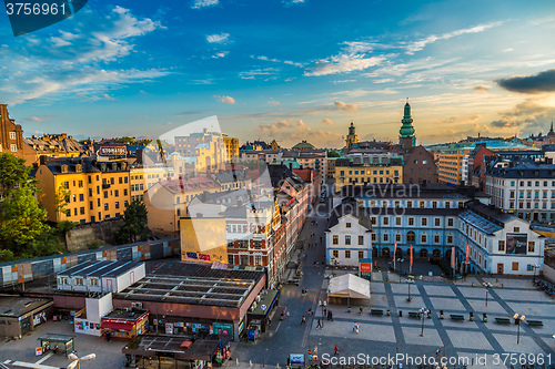 Image of Scenic summer night panorama of  Stockholm, Sweden