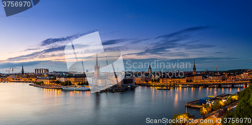 Image of Scenic summer night panorama of  Stockholm, Sweden