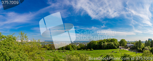 Image of Cityscape of Kiev, Ukraine. Green trees, landscape