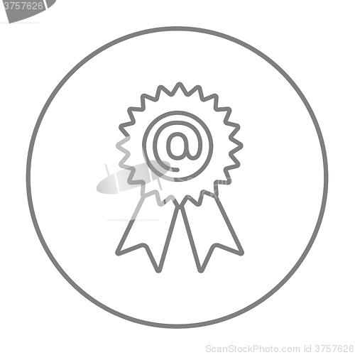 Image of Award with at sign line icon.