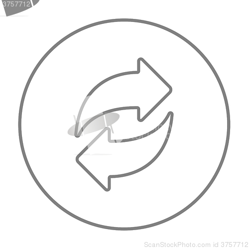 Image of Two circular arrows line icon.