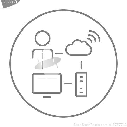 Image of Cloud computing line icon.