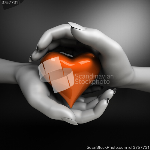 Image of Close up of woman hands holding heart