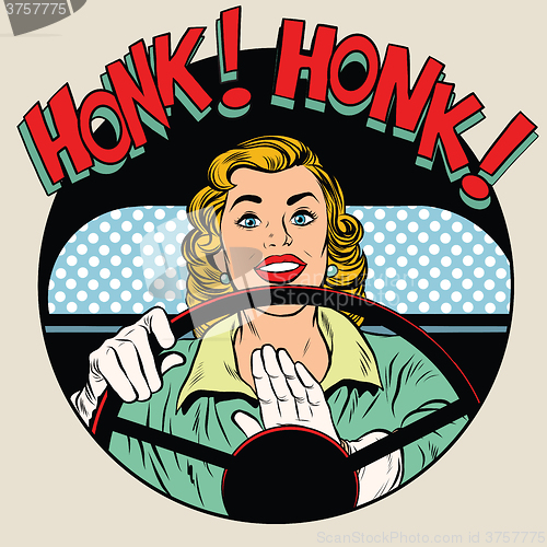 Image of honk vehicle horn driver woman