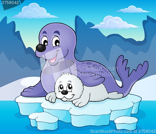 Image of Happy seal with pup theme 2